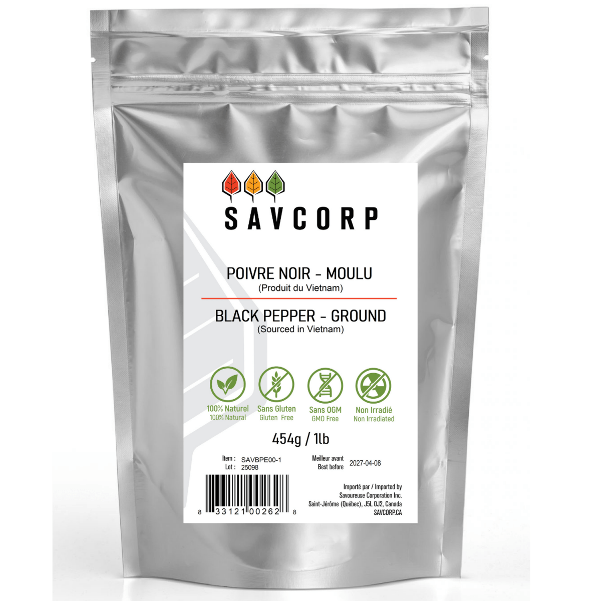 Poivre noir moulu - Savcorp - Herbes et Épices