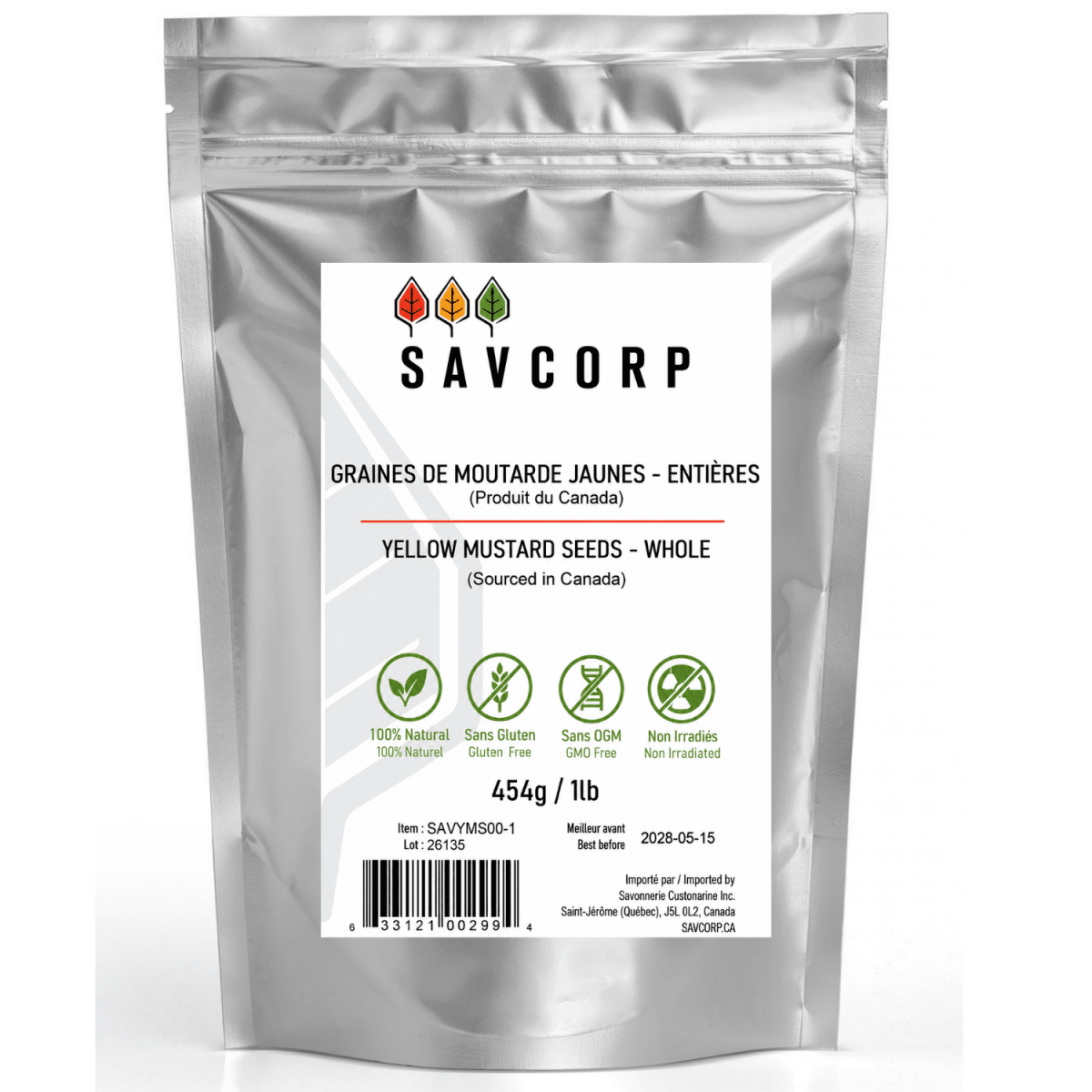 Graines de moutarde jaune - Entières - Savcorp - Herbes et Épices