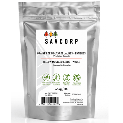 Graines de moutarde jaune - Entières - Savcorp - Herbes et Épices