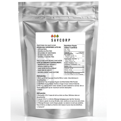 Mélange pour Lait d'or - Lait doré - Latté au curcuma - Savcorp - Herbes et Épices